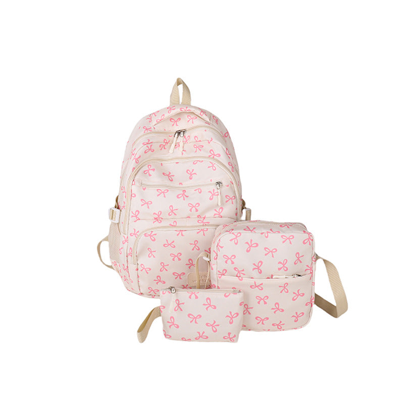 For College Large Capacity Bowknot Full Printing Leisure Backpack