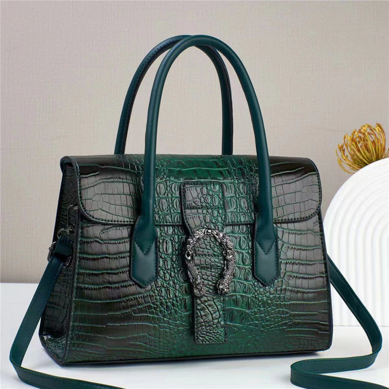 Fashion Alligator Print Large Capacity Versatile Party Shopping Women's Handbag