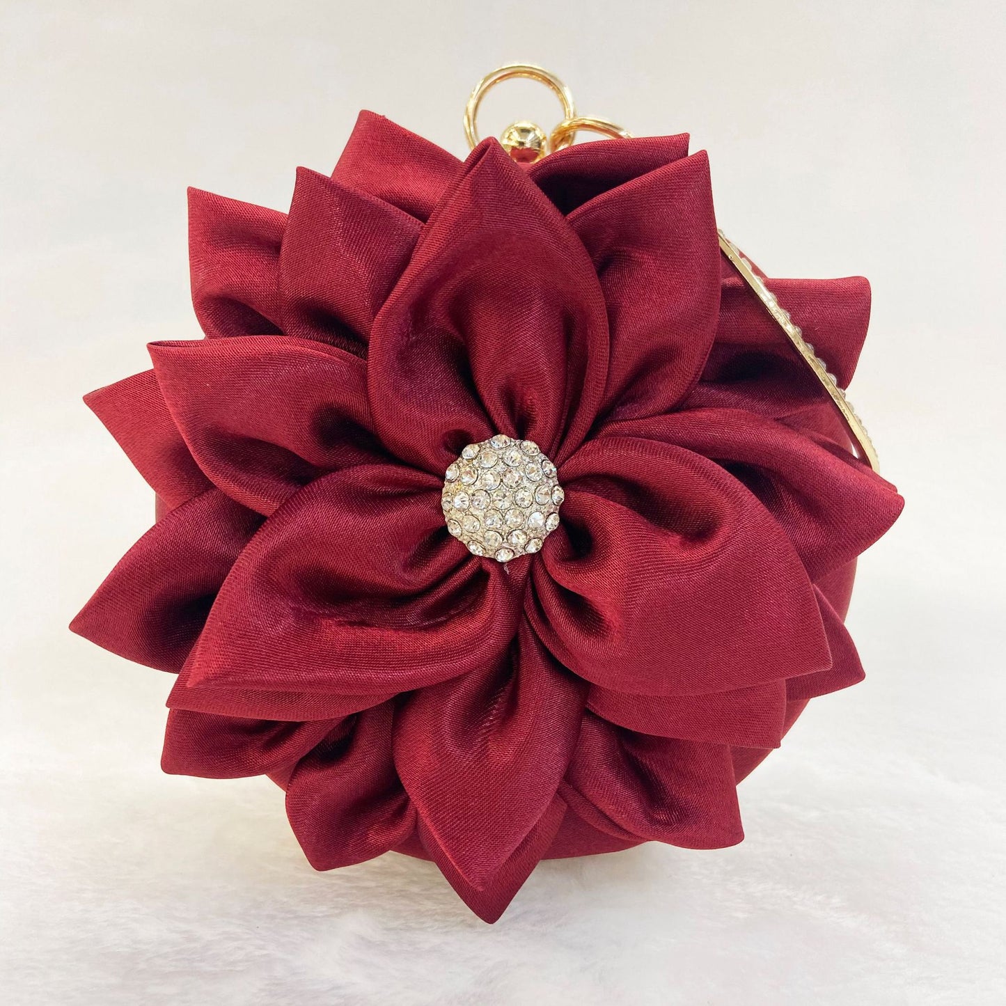 Women's Flower Banquet Party Portable Red Round Antique Dress Dinner Bag