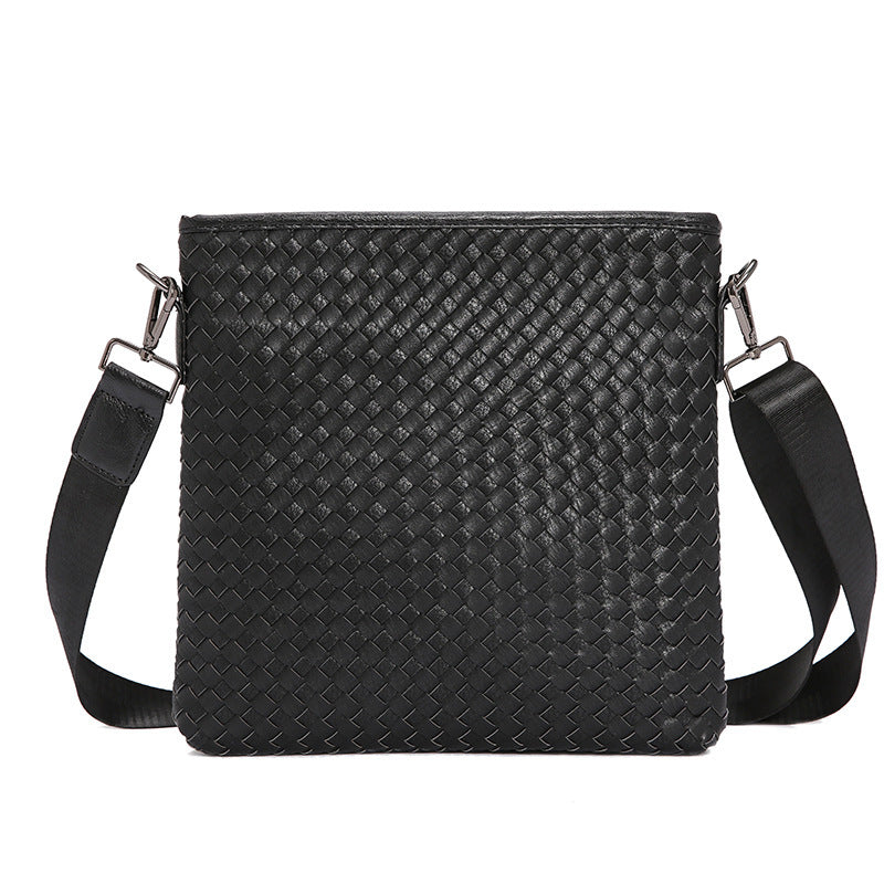 Men's Fashion Trendy Weaving Korean Style Leather Men's Shoulder Bag