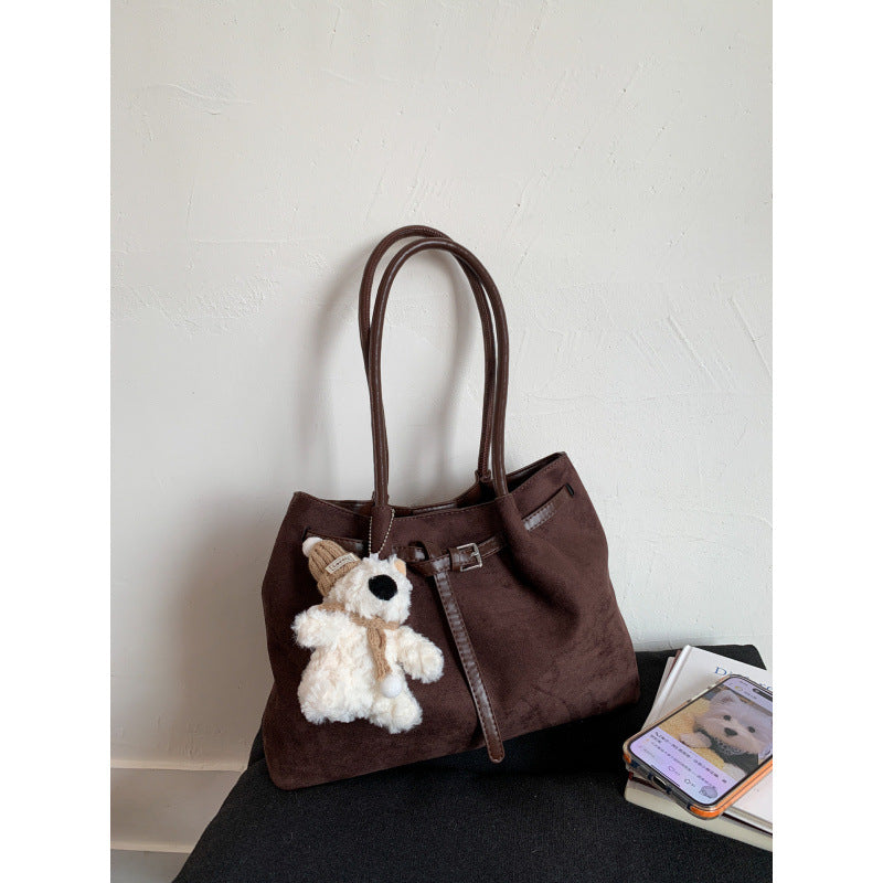 Women's Vintage Large Capacity Suede Commuter Portable Women's Shoulder Bag