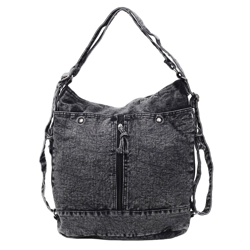 Women's Denim For Korean Style Idle American Retro Leisure Backpack