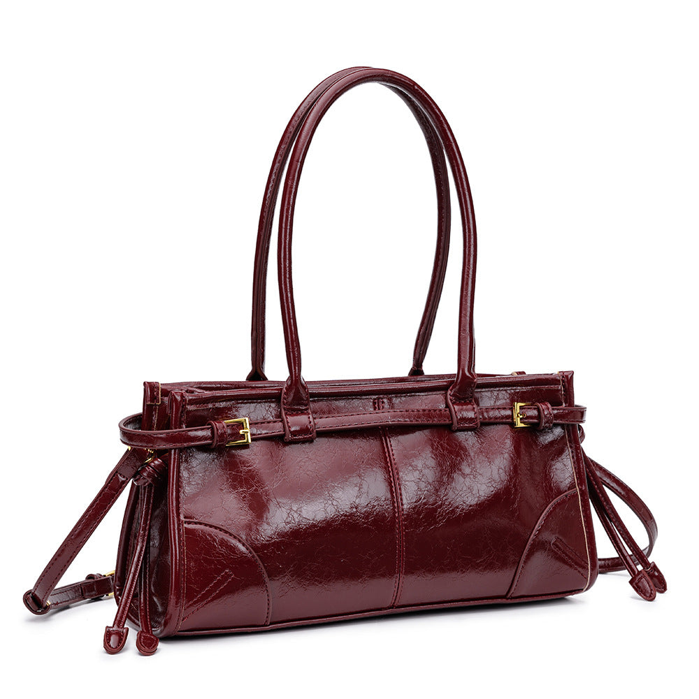 Women's Portable Underarm Oil Wax Leather Vintage Women's Handbag