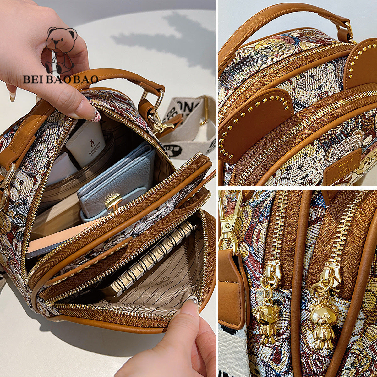 Women's Source Design Canvas Embroidered Wide Strap Bags