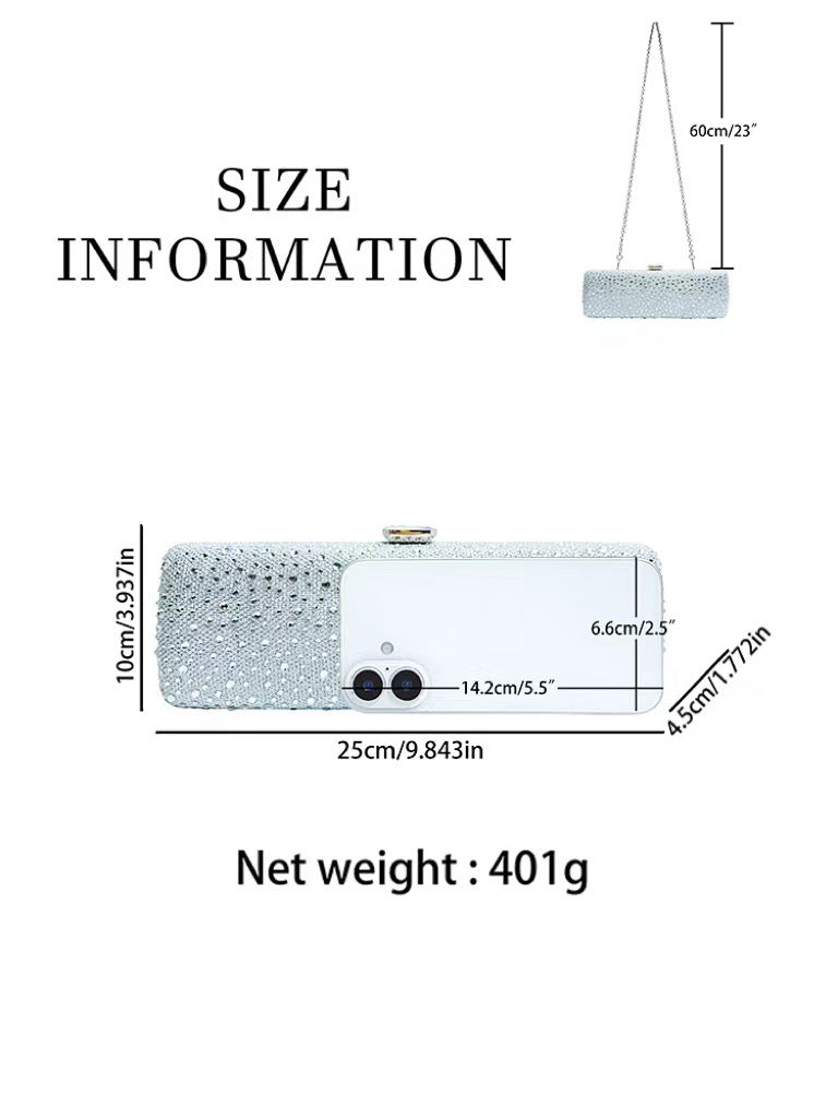 High-grade Full Diamond Shiny French Mobile Women's Clutch