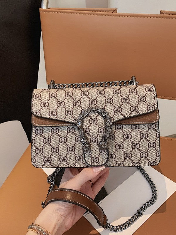Women's Fashion Wine God Vintage Printed Chain Women's Messenger Bag