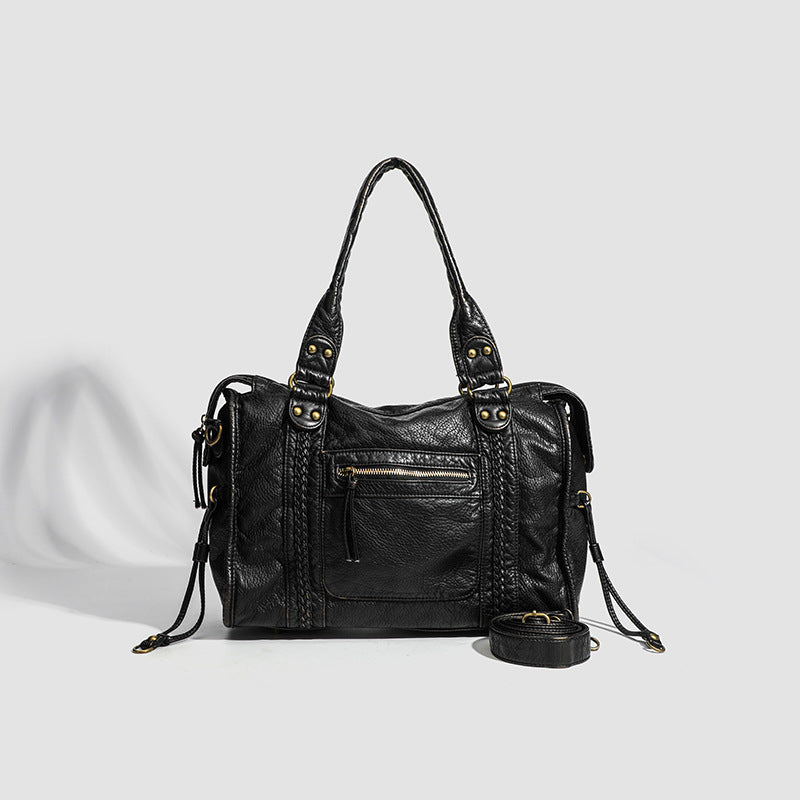 Motorcycle Soft Leather Large Capacity Commuter Women's Messenger Bag