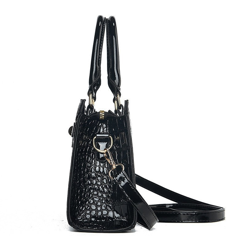 Women's Mother's Day Crocodile Pattern Mother Fashion Large Capacity Commuter Three-piece Handbags