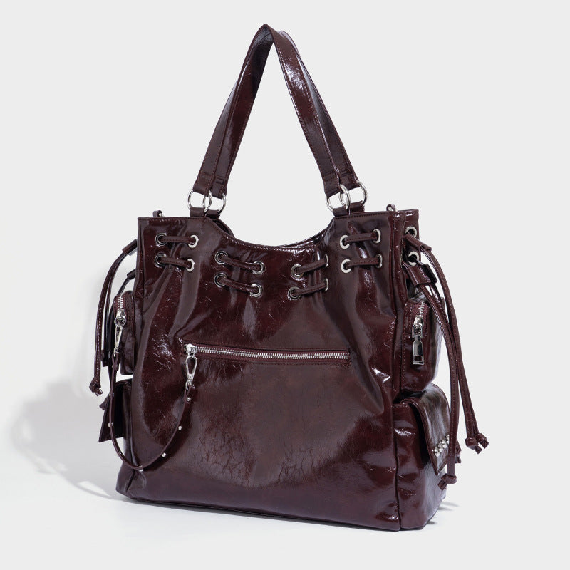 Niche Rivet Drawstring Commuter Large Capacity Women's Shoulder Bag