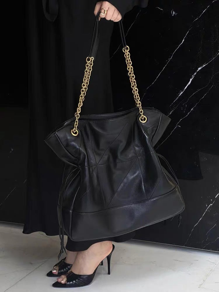 Sheepskin Lucky Drawstring Large Capacity Fashion Commuter Tote Bag