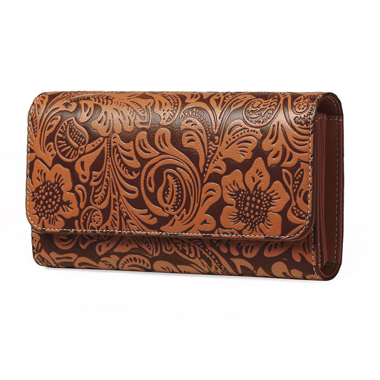 Durable Women's Long Embossed Pattern Fashion Handbags