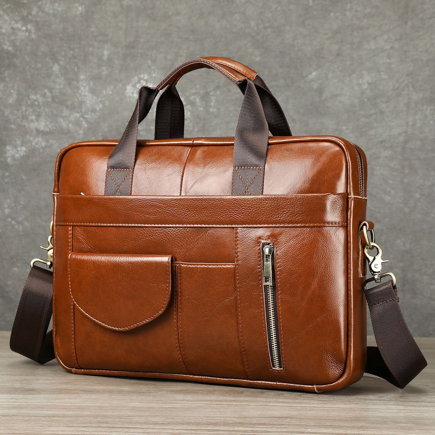 Men's Leather Business First Layer Cowhide Portable Men's Briefcase