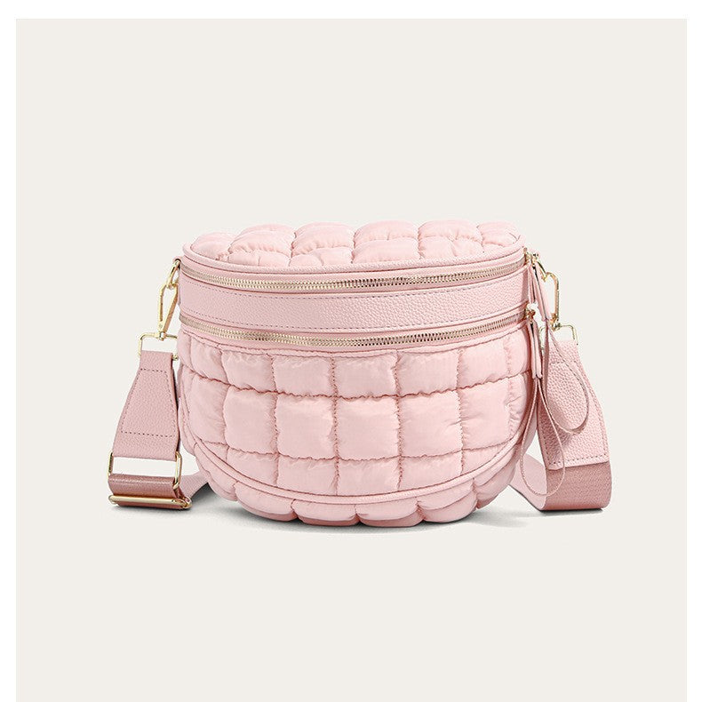 Women's Solid Color Large Capacity Double Zipper Women's Messenger Bag