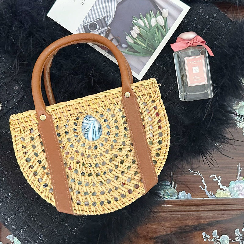 Women's Rattan Weave Holiday Picnic Clutch Fashion Fresh Women's Handbag