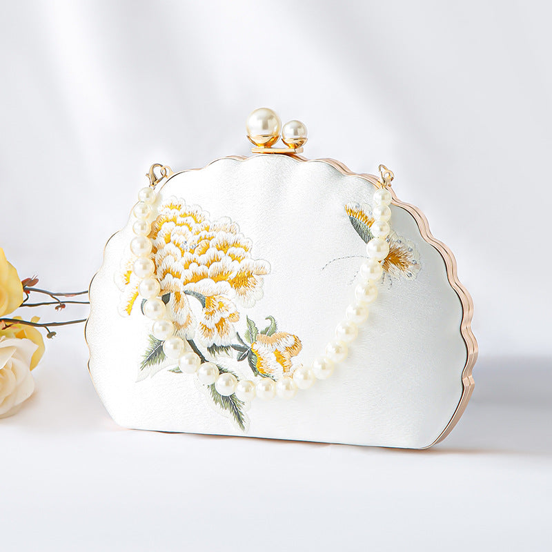 Women's Cheongsam Peony Embroidery Style Shell Banquet Dinner Bag