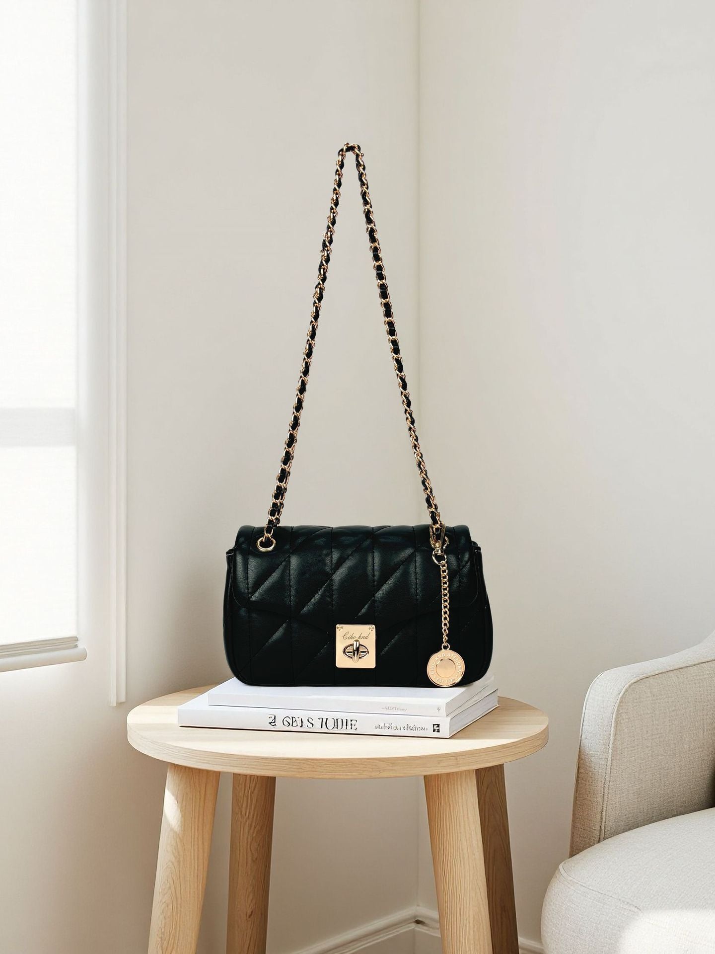 Women's Pearl Era Pouch Chain Diamond Plaid Women's Messenger Bag