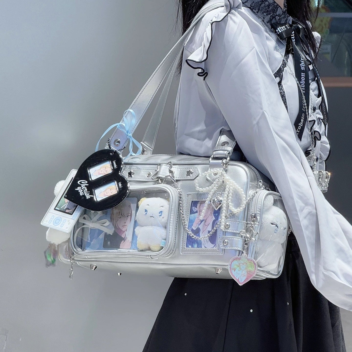 Women's Cartoon Doll Transparent Daily Snacks Sugar Star Underarm Bag