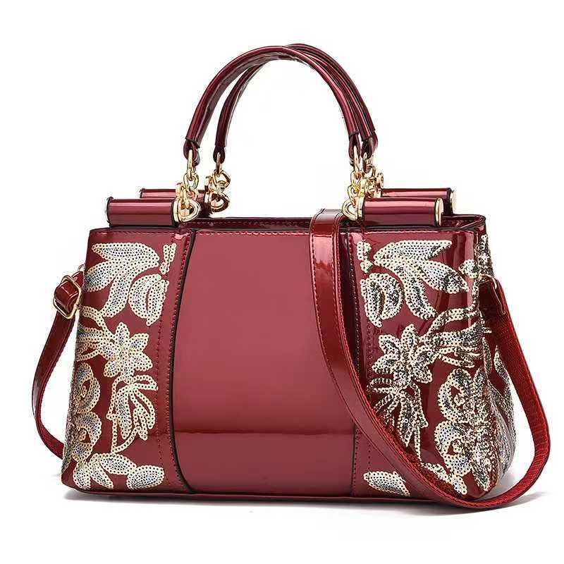 Women's Patent Leather Glossy Bride Wedding Portable Large Women's Handbag