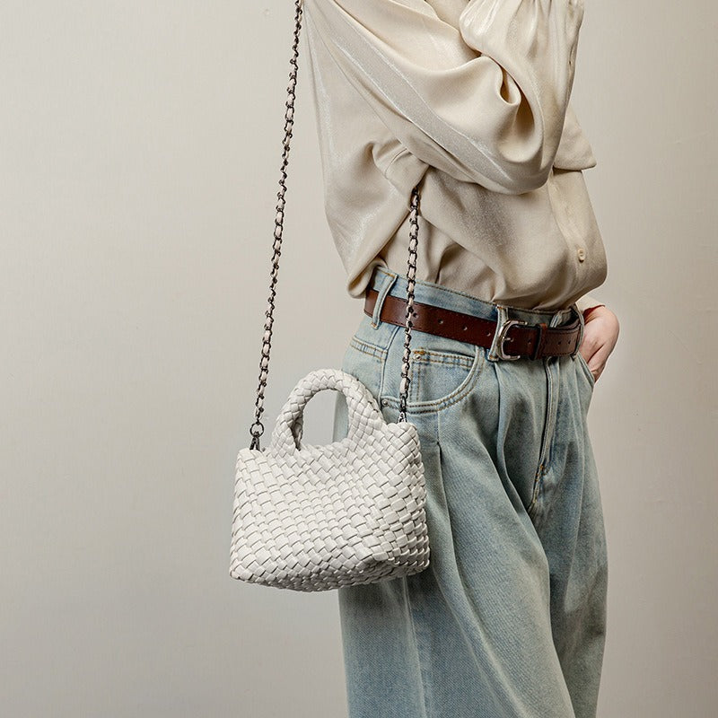 Hand-woven Leather Fashion Vegetable Basket Son Mother Women's Messenger Bag