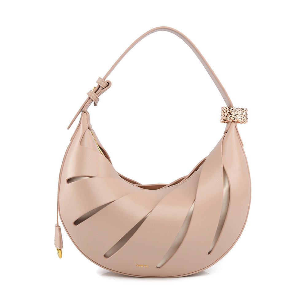 Niche Design Curved Moon Fashion High Sense Female Soft Leather Bags