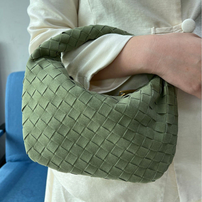 Women's Handmade Frosted Woven Croissant Fashion Women's Shoulder Bag