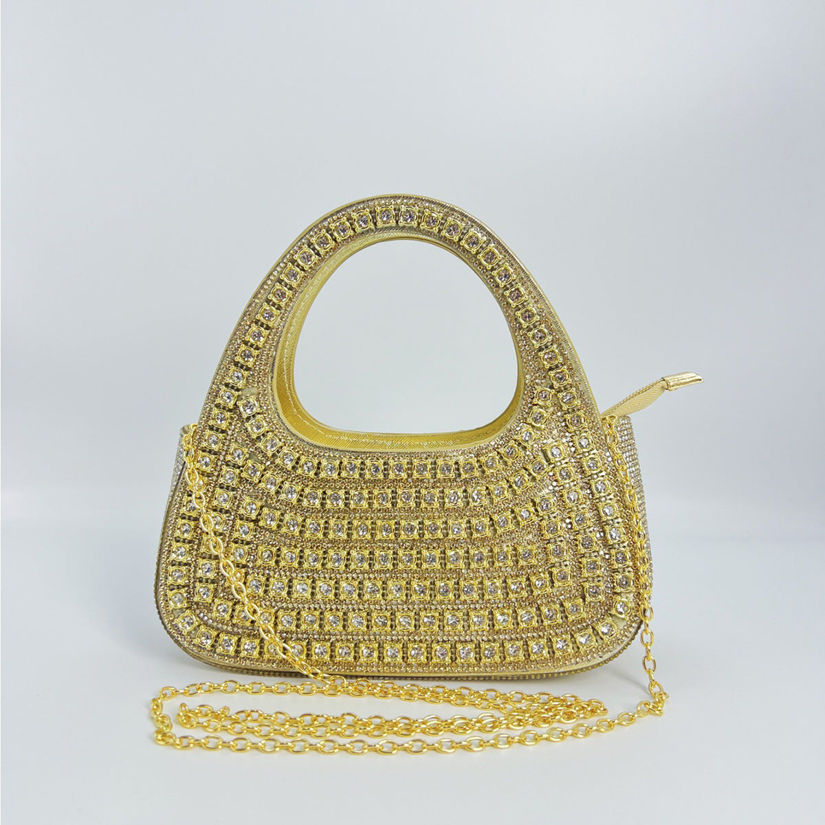 Fashion Rhinestone Semicircle Design Female Niche Shoulder Bags
