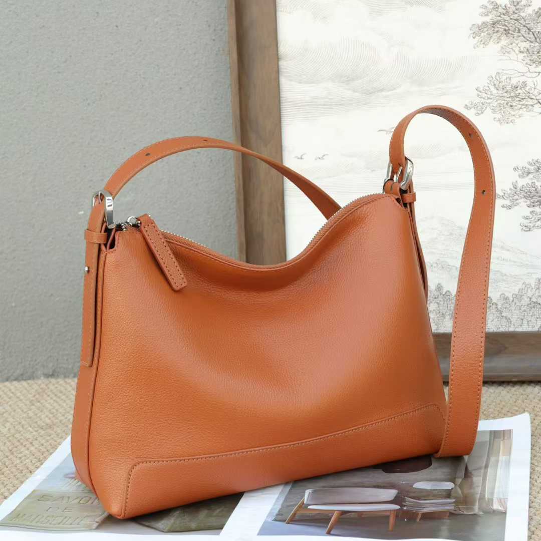 Cowhide Retro Large Capacity Dumpling Fashion Genuine Tote Bags