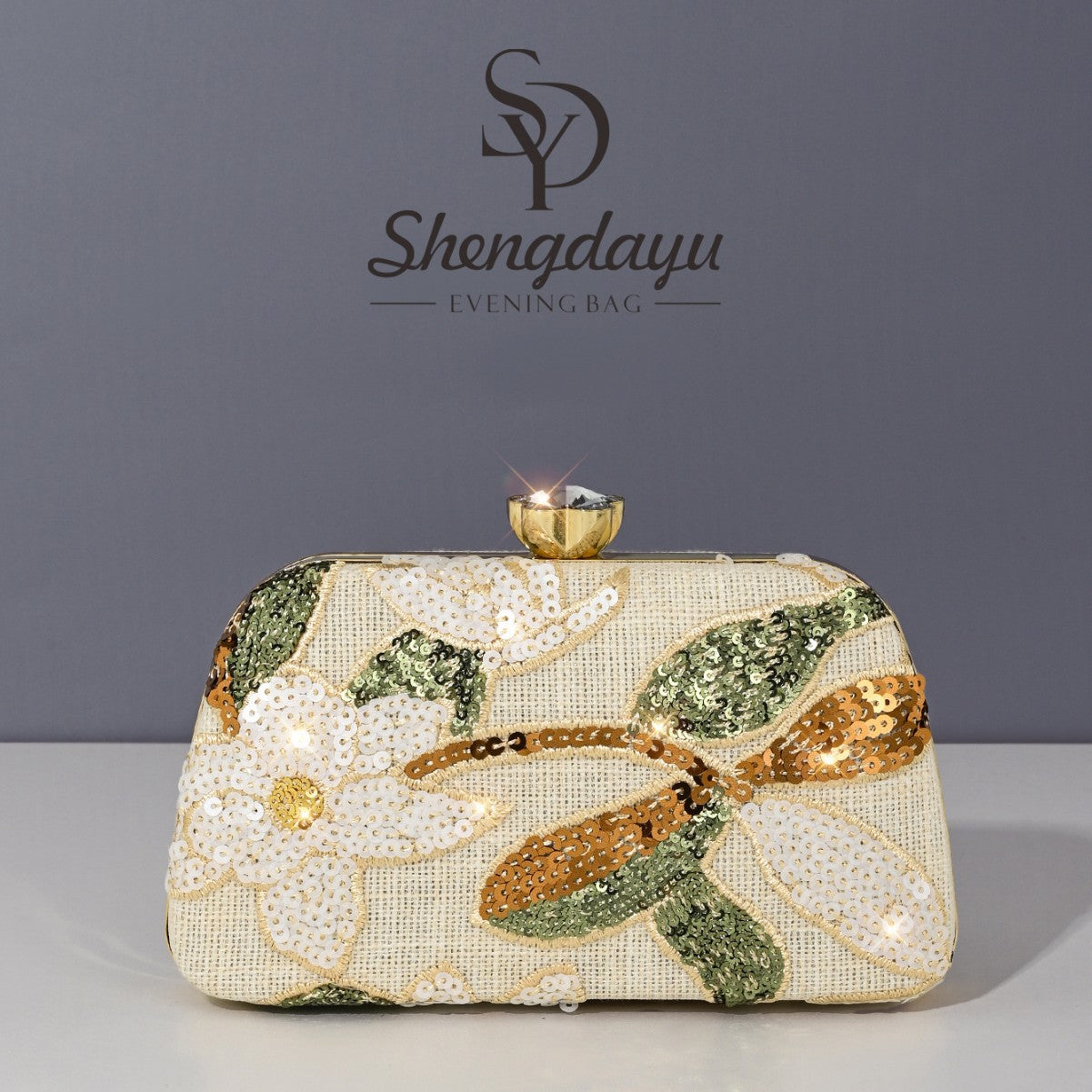 Embroidery Handmade Applique Chinese Style Sequined Niche Dinner Bag