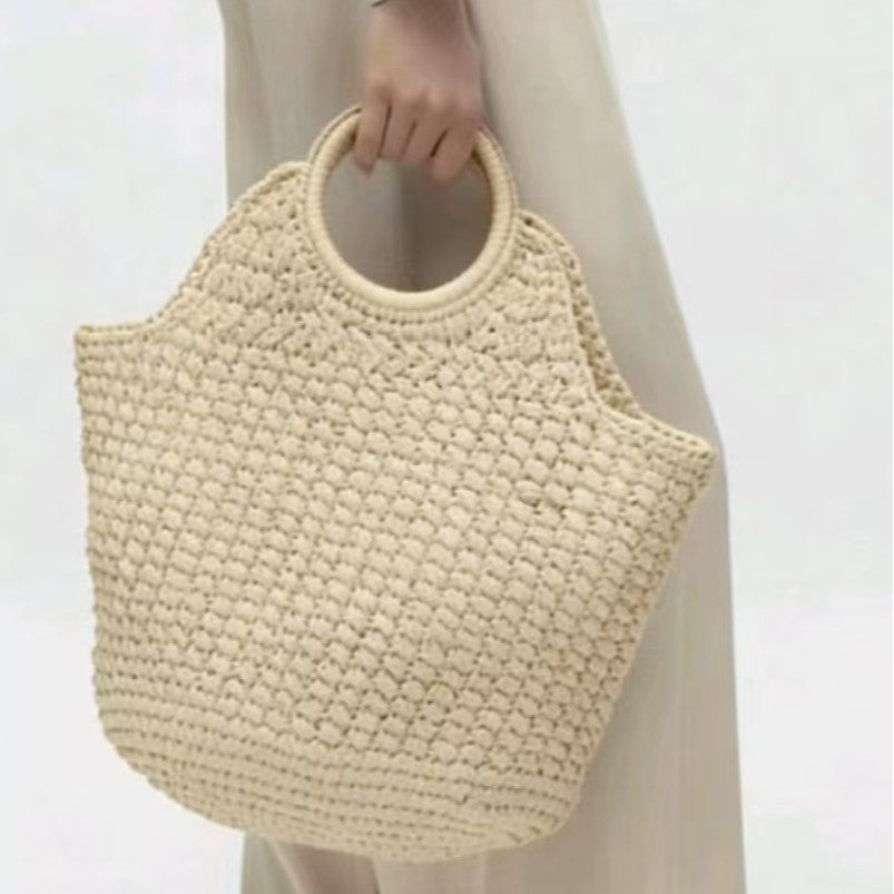 Women's Large Capacity Handmade Straw Style Woven Women's Shoulder Bag