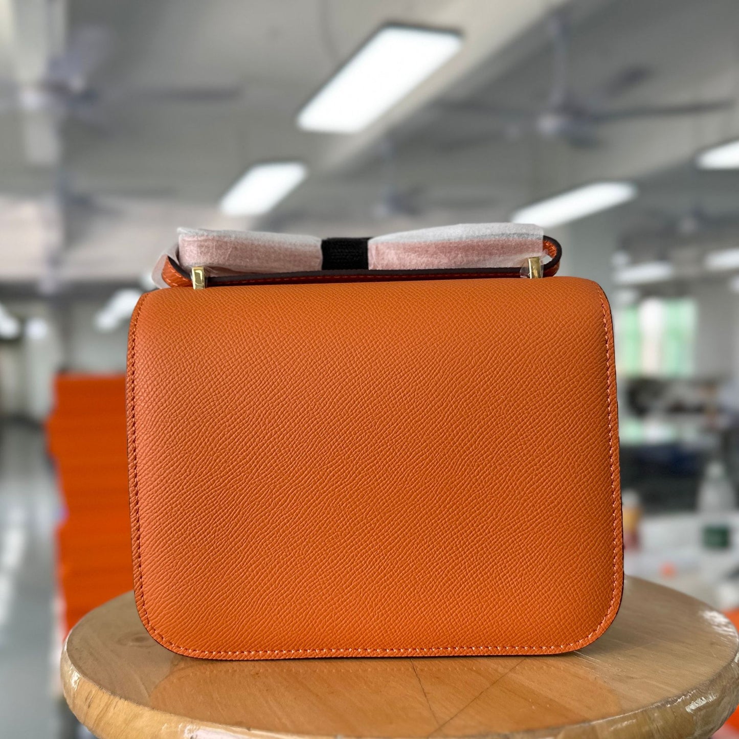 Constance Palm Print Cowhide Leather Gold Buckle