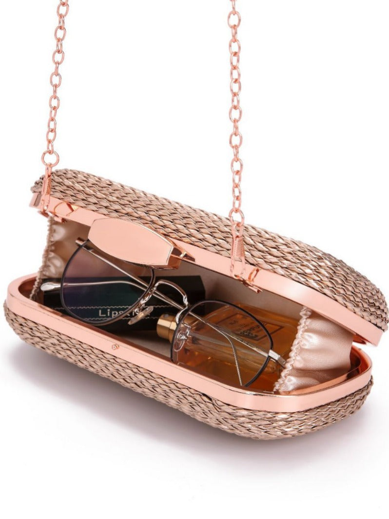 Glamorous Classy Women's Woven Makeup Wedding Dinner Bag
