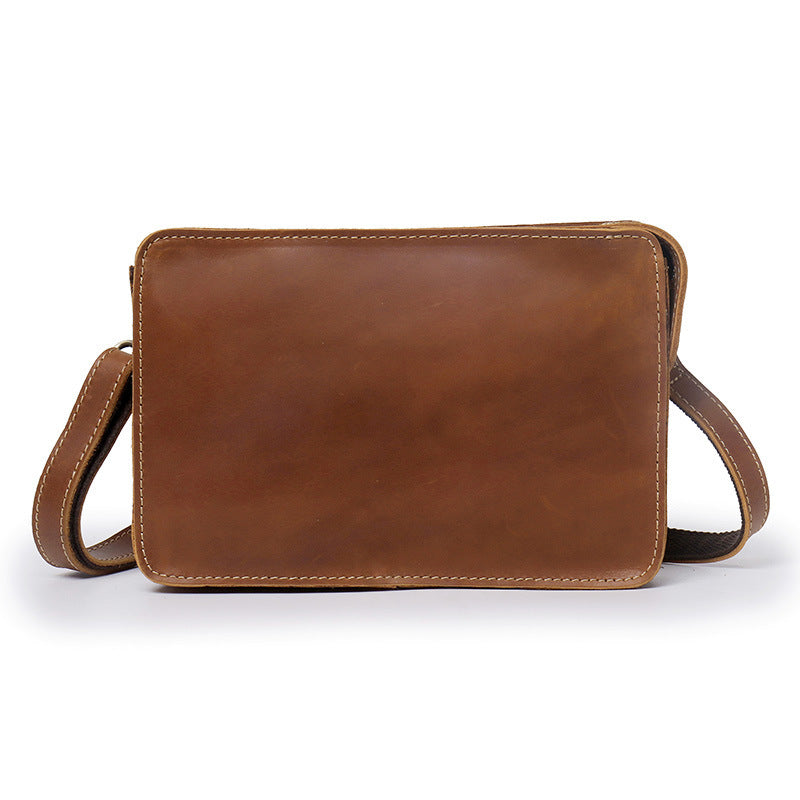 Men's Retro Crazy Horse Leather Simple Large Shoulder Bags
