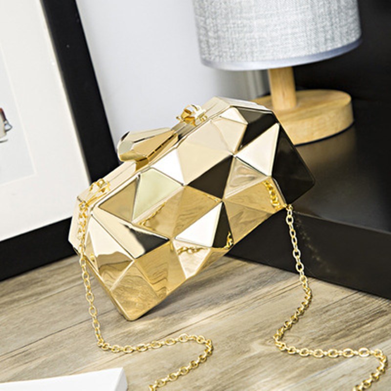 Fashion Diamond Iron Box Lady's Clutch Bags