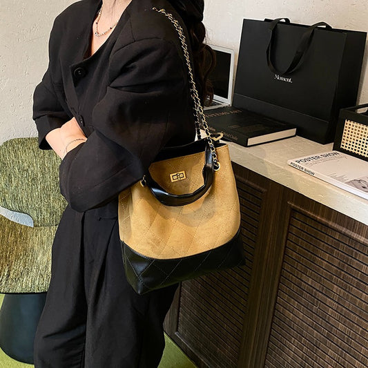 Color Hand-held Female Niche Rhombus Chain Large Capacity Tote Bag
