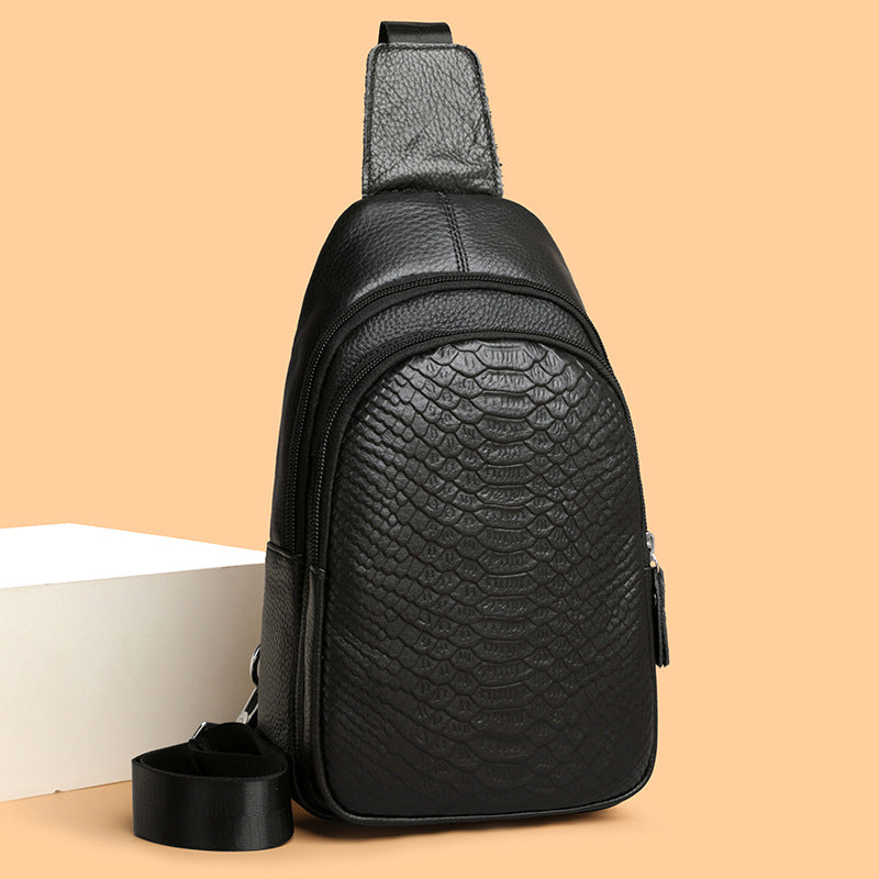 Men's Crocodile Pattern For Cowhide Trendy Fashion Leather Men's Chest Bag
