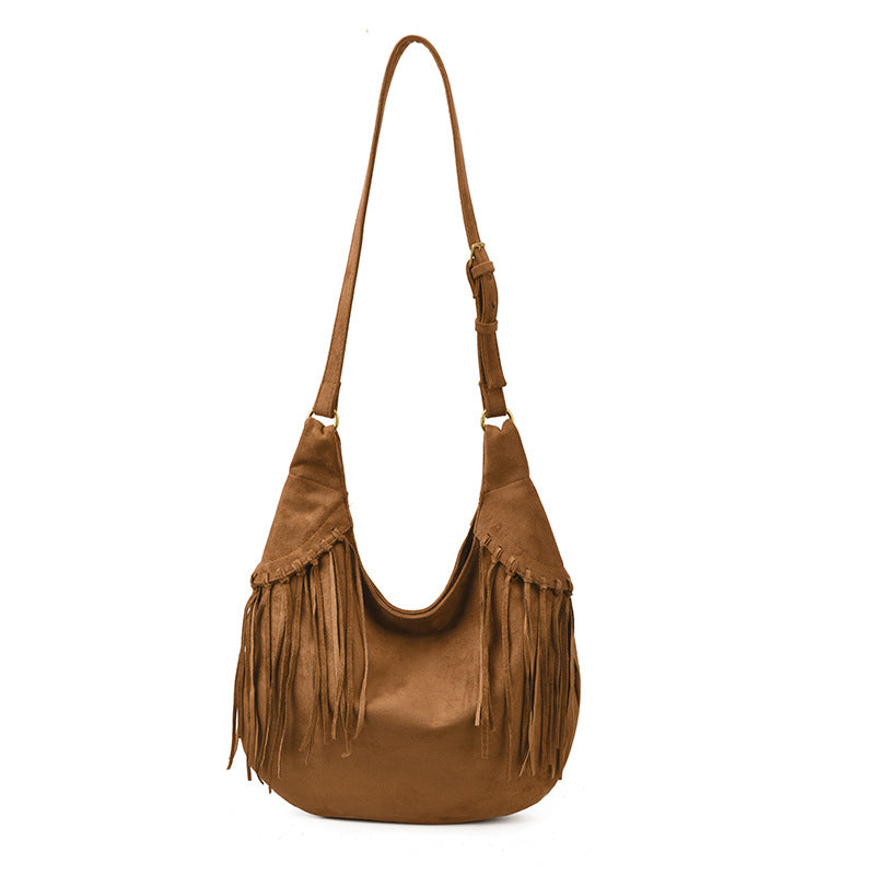 Women's Matte Tassel Underarm Large Capacity Versatile Women's Shoulder Bag