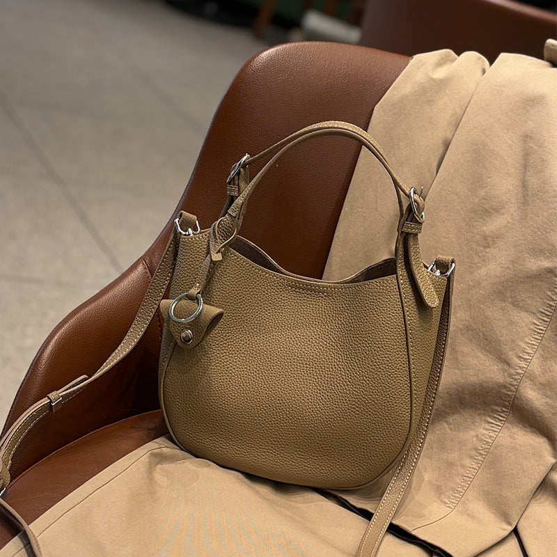 Women's Layer Cowhide Vegetable Basket Design High-grade Genuine Leather Women's Messenger Bag