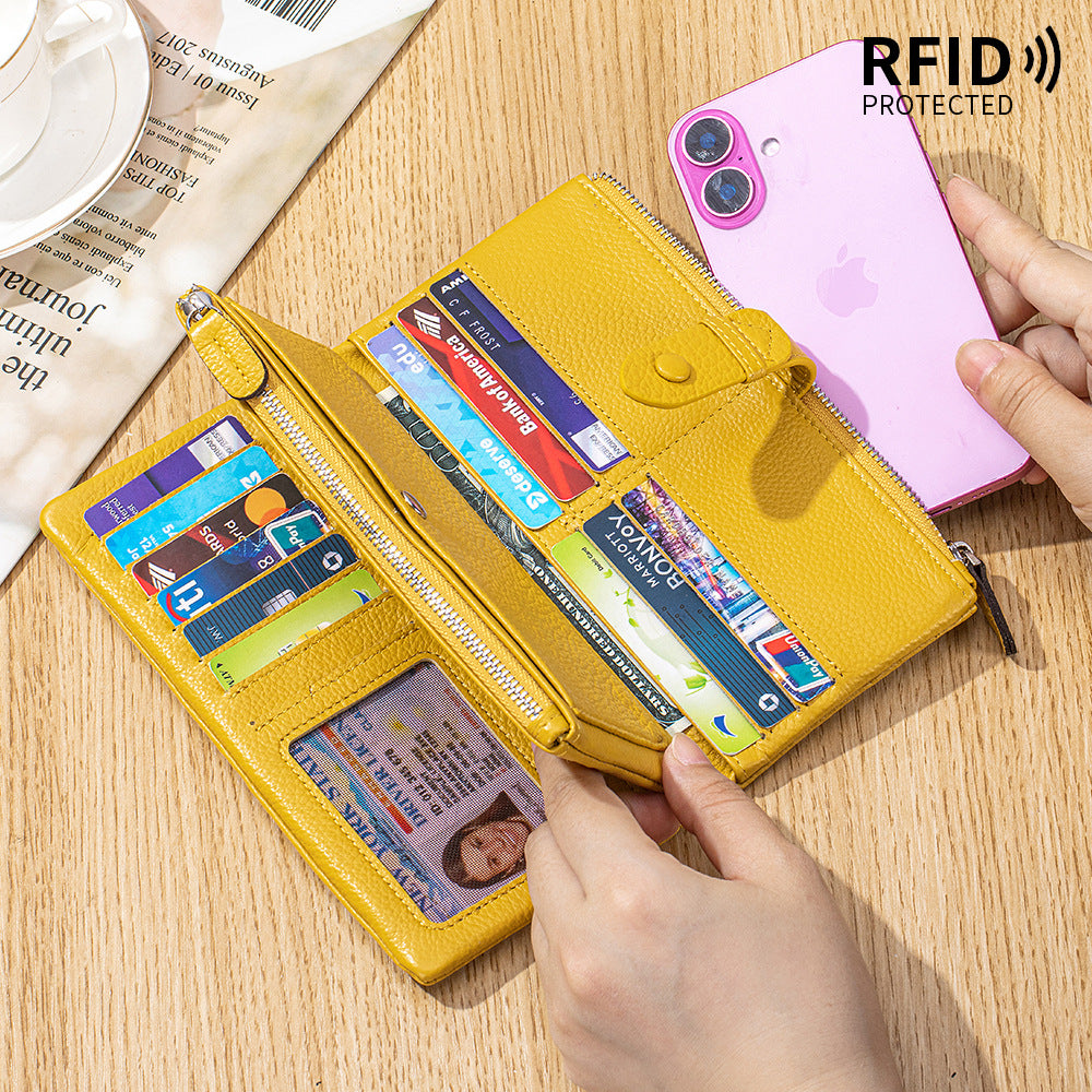 Long Large Capacity Soft Leather Multifunctional Mobile Multiple Slots Ladies Wallet