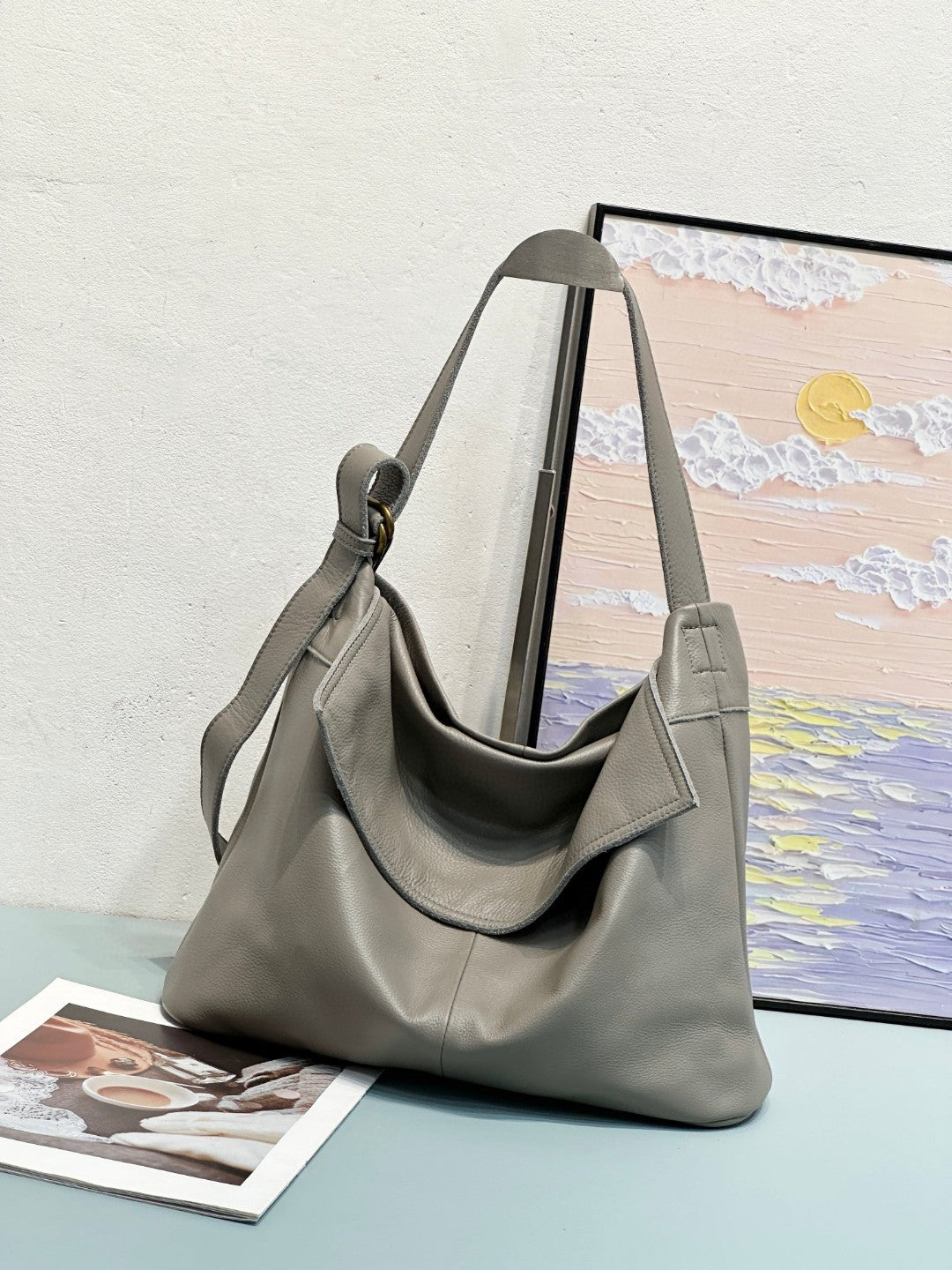 Women's Natural Fall Soft Leather Lazy Big Bags