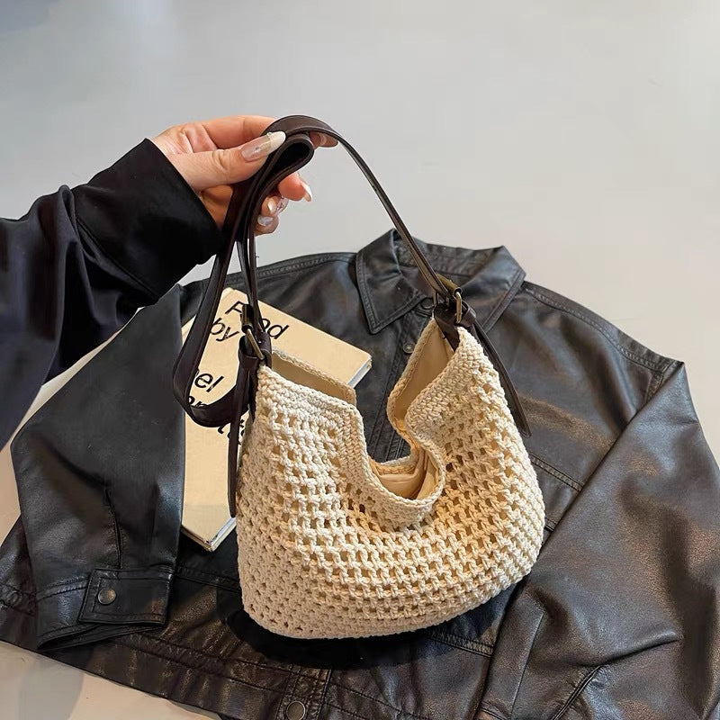 Hollow Hand Woven Beach Seaside Straw Tote Bags