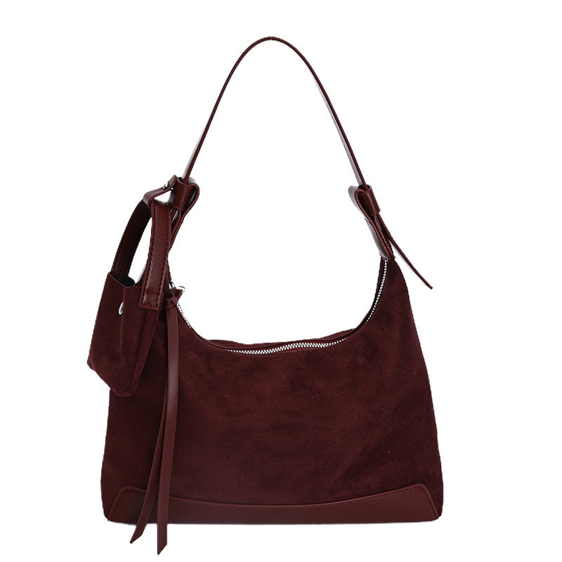 Women's Niche Retro Portable Underarm Suede Bags