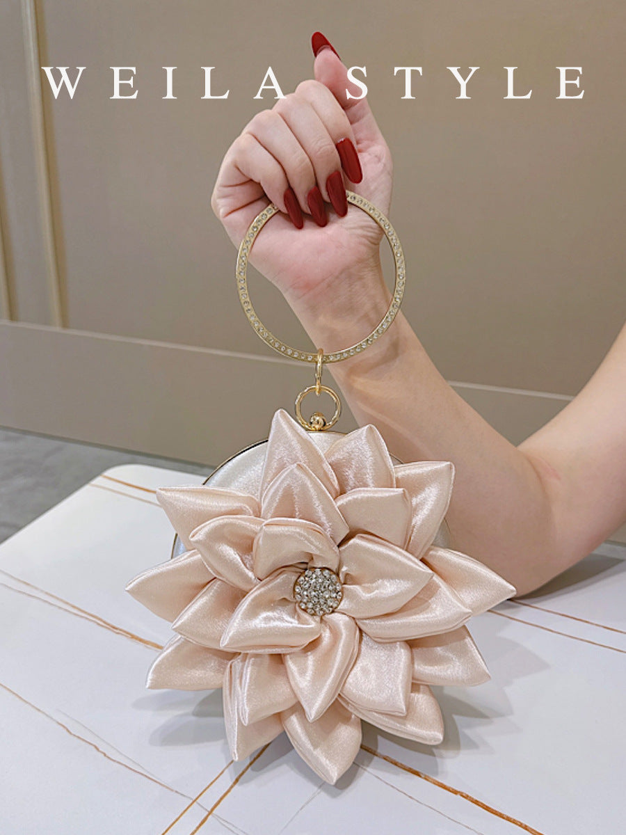 Female Wedding Diamond Three-dimensional Flower Dress Dinner Bag