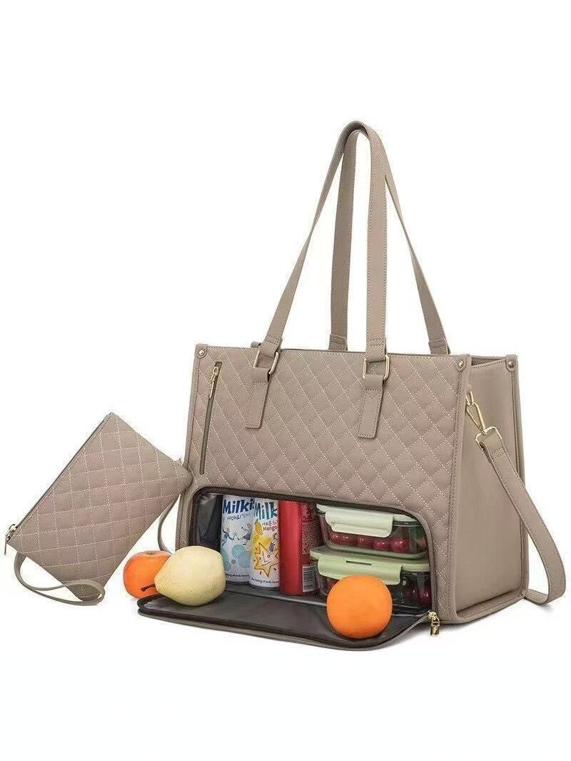 Women's Rhombus Insulation Large Capacity Commuter Lunch Box Women's Messenger Bag