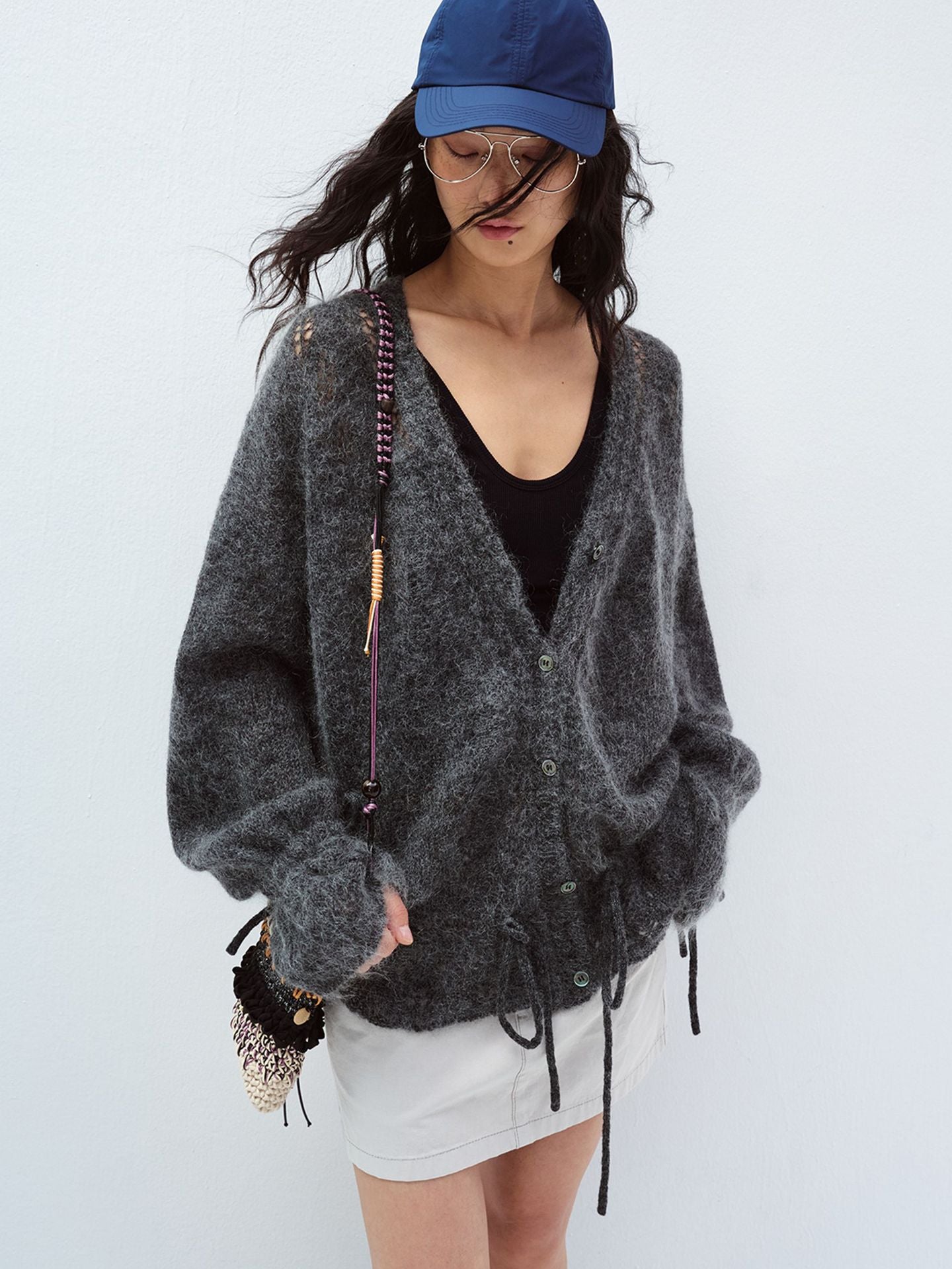 Black Logo Hand-woven With Contrast Color Women's Messenger Bag