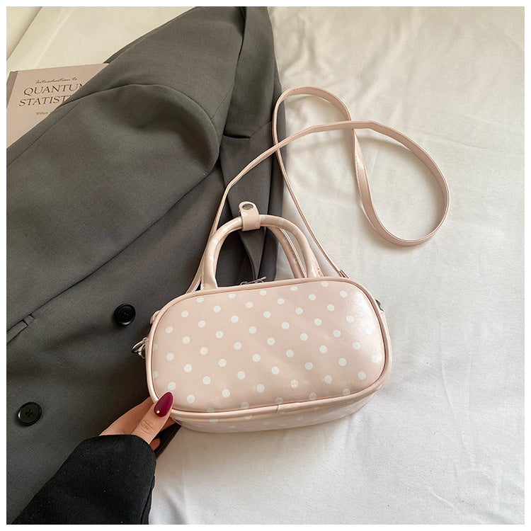 Korean Style Niche Sweet Bow Polka Dot Light Luxury Small Square Bag