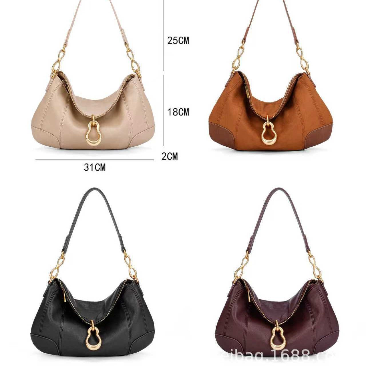 Western Style Dumpling Large Capacity Simple Textured Bags