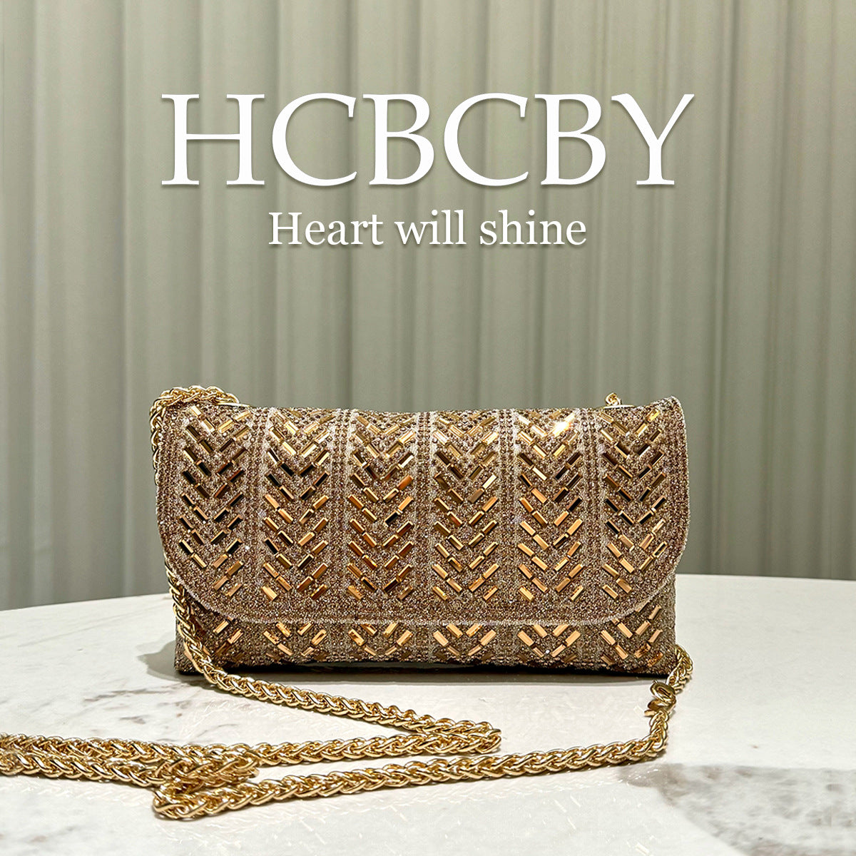 Women's Flash Rhinestone Ornament Envelope Fashionable Elegant Dinner Bag