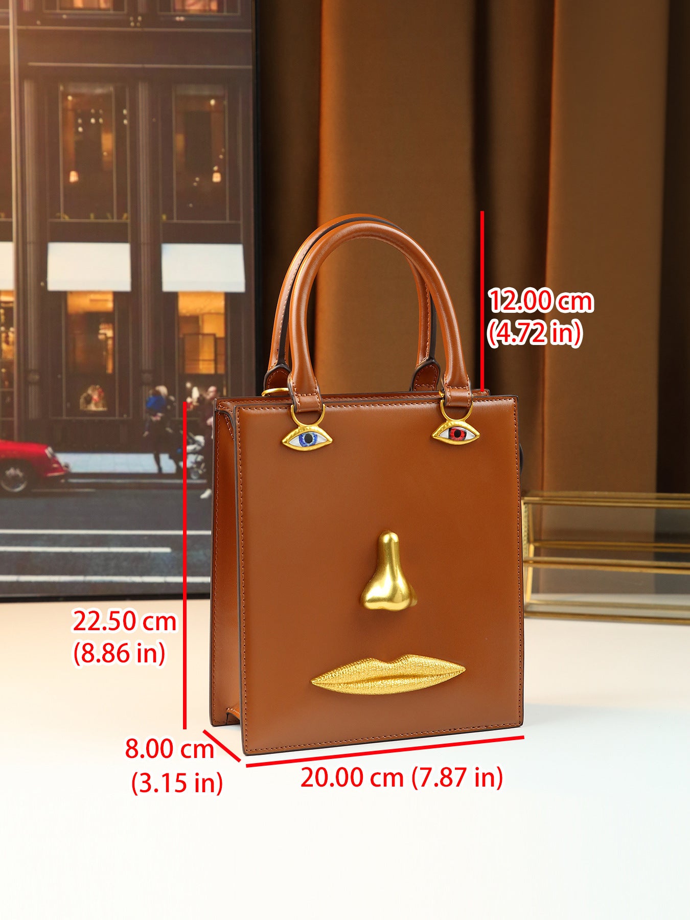 Women's Super Popular Niche Art Face Three-dimensional Metal Facial Design Retro Women's Handbag