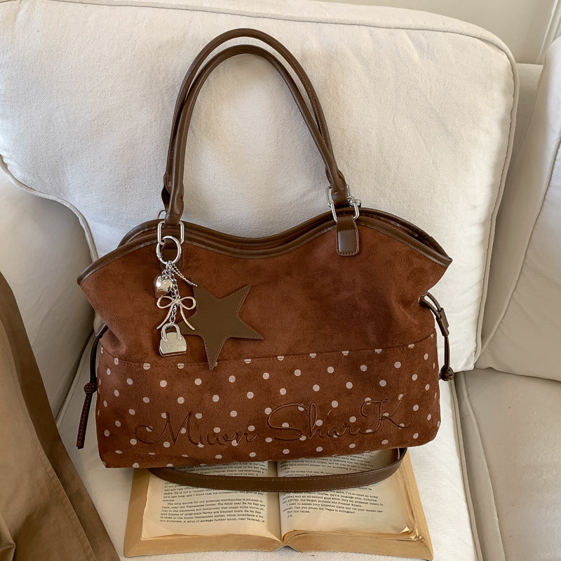 Women's Style Retro Contrast Color Winter Large Capacity Relaxed Feeling Good-looking Women's Shoulder Bag