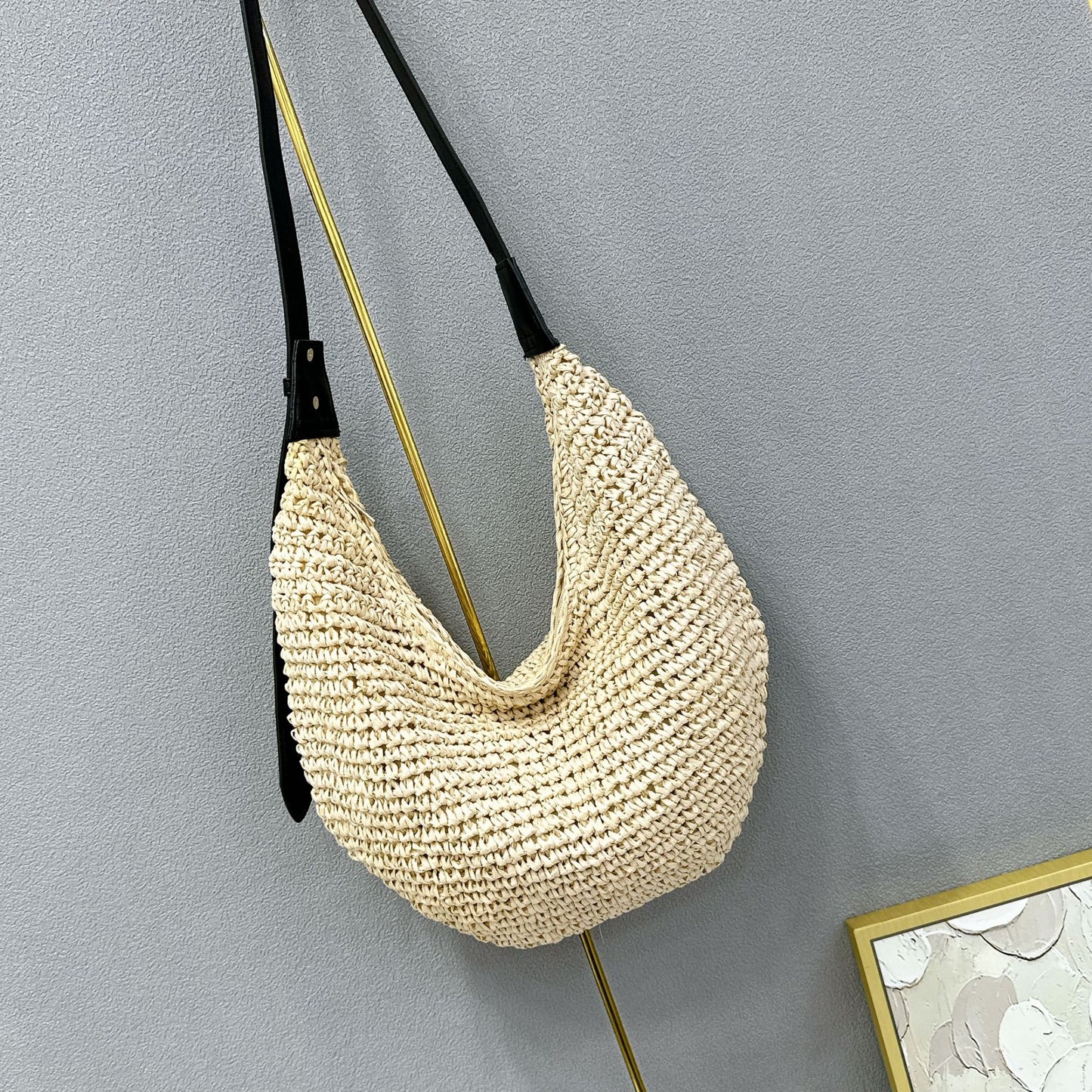 Women's Popular Woven Fashion Straw Boston Ton Men's Bags